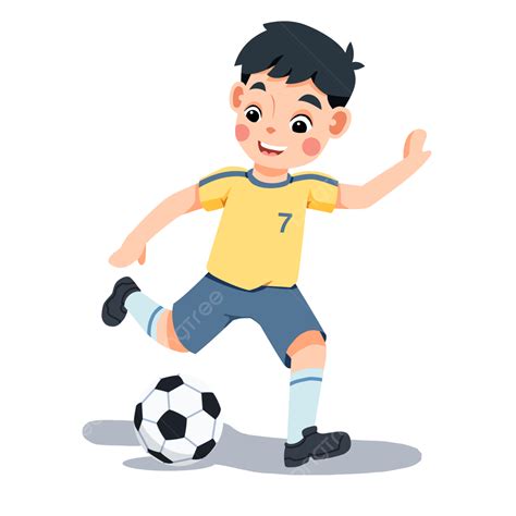 Anak Laki Laki Bermain Sepak Bola Atau Sepak Bola Di Jersey Anak Kecil