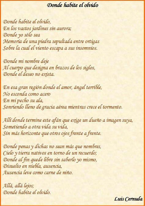 Luis Cernuda Donde Habite El Olvido Gran Poeta Gran Poema