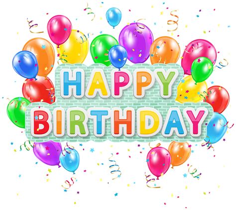 Happy Birthday Deco Text With Balloons Png Clip Art Image Happy