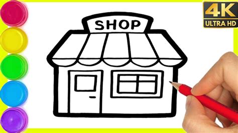 How To Draw A Shop Shopping Malls Drawing For Beginners Easy Market