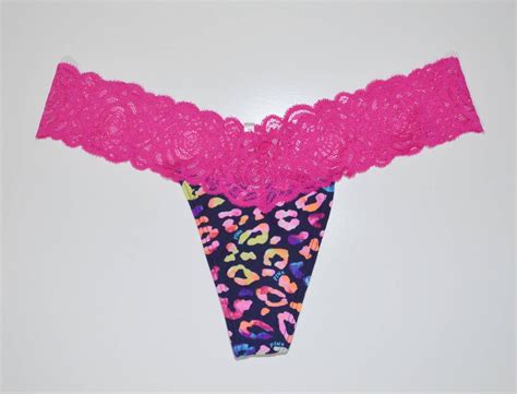 victoria s secret pink lace trim thong panty