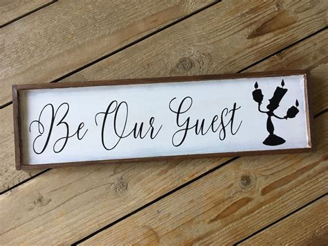 Be Our Guest Sign Disney Farmhouse Decor Lumiere Wood Sign Etsy