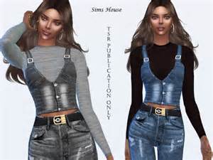 The Sims Resource Womens Denim Vest With A Long Sleeve T Shirt By