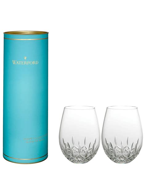 waterford tology lismore nouveau stemless red wine glasses set of 2 at john lewis and partners