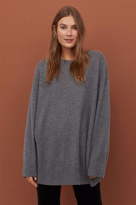 oversized cashmere jumper grey marl ladies handm gb oversized knitted sweaters cashmere