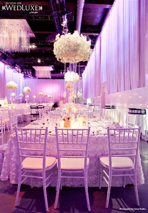 Luxury Silver And Purple Reception Table Decorations