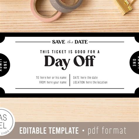 Paid Day Off Certificate Etsy België