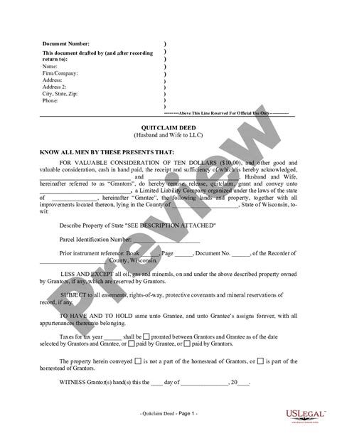 Wisconsin Quit Claim Deed Form Us Legal Forms