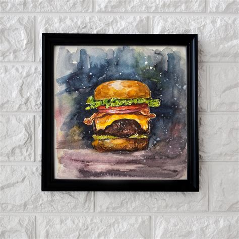 Still Life Painting Burger Still Life Fast Food Painting Etsy