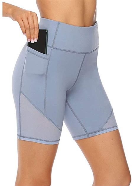 ukap ladies high waist tummy control workout yoga shorts side pockets girls stretch cycling