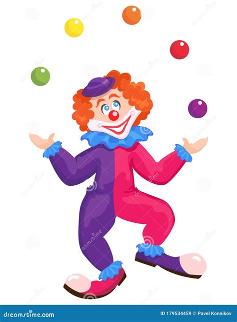 Clown Juggling With Colorful Balls Stock Vector Illustration Of