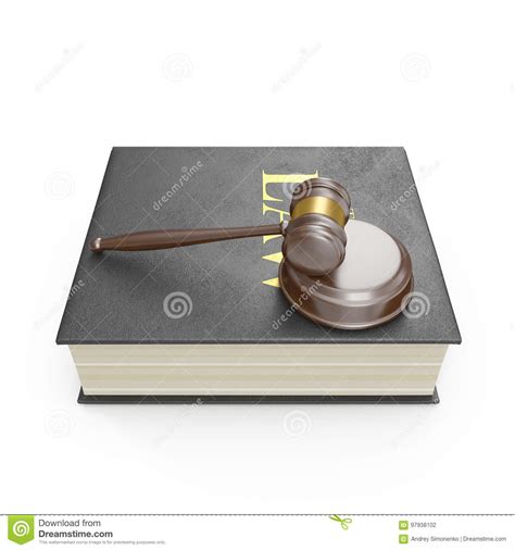 Law Book And Gavel On White 3d Illustration Stock Illustration