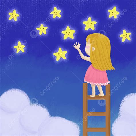 Dibujos Animados De Los Sueños De Los Niños Recogiendo Estrellas
