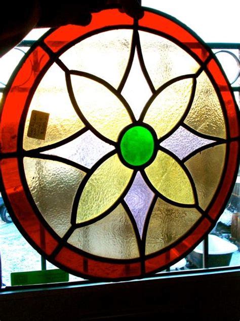 Stained glass illustration abstract landscape sea waves on. IC2646 - Antique Round Stained Glass Window - Legacy ...
