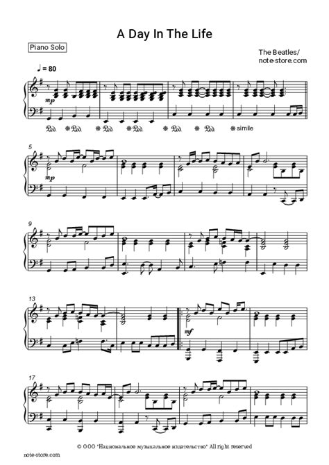 The Beatles A Day In The Life Sheet Music For Piano Download Piano