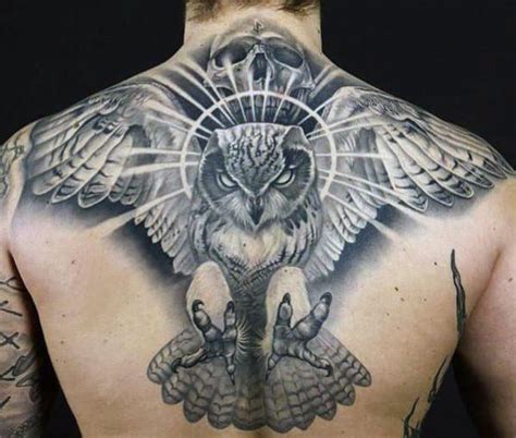 40 Owl Back Tattoo Designs For Men Cool Bird Ink Ideas