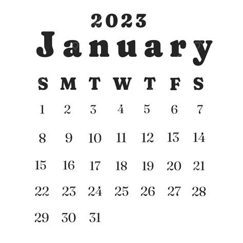Gambar Templat Kalender Januari 2023 Bulanan Januari Bulan Sederhana