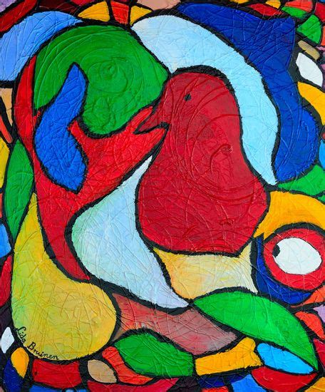 Abstracte Vogel Van Lida Bruinen Op Canvas Behang En Meer Kunst