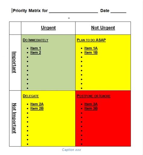 Priority Chart Template