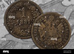 Closeup shot of a Austro-Hungarian krone from 1881 with antique ...