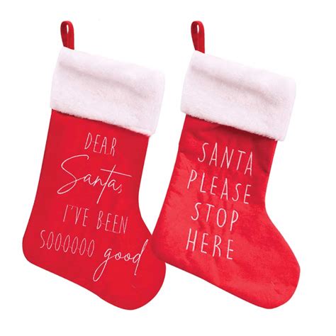 Red Text Embroidered Plush Stocking Carlys