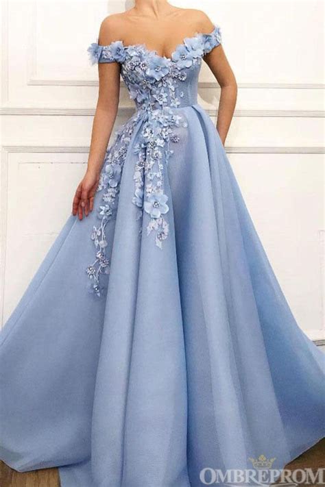 Beautiful Elegant Sky Blue Prom Dress Long Princess Prom Dresses