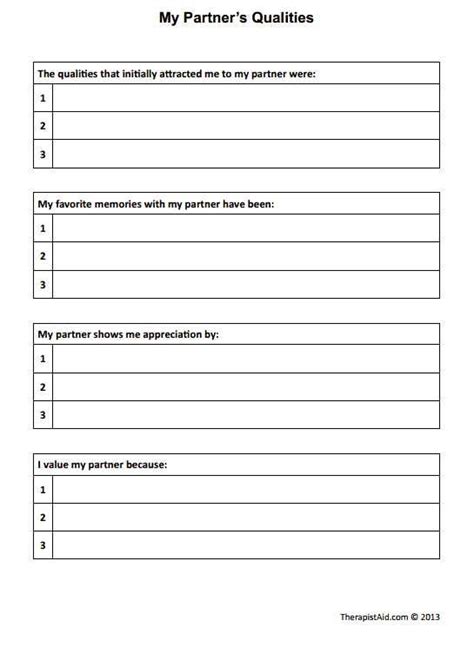 Free Couples Therapy Worksheets