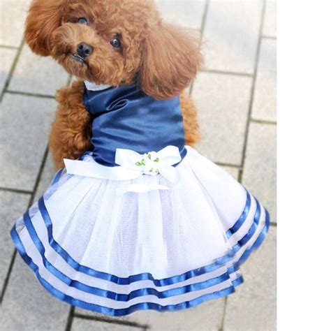 Hotpet Dog Puppy Tutu Dress Princess Stripe Bow Lace Skirt Clothes