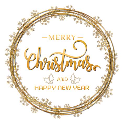 Merry Christmas And Happy New Year With Golden Ring Decorative Merry