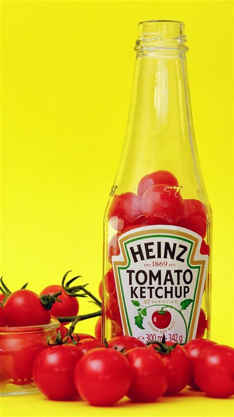 Heinz Ketchup Tomatoes Bottle Yellow Background 750x1334 Iphone 87