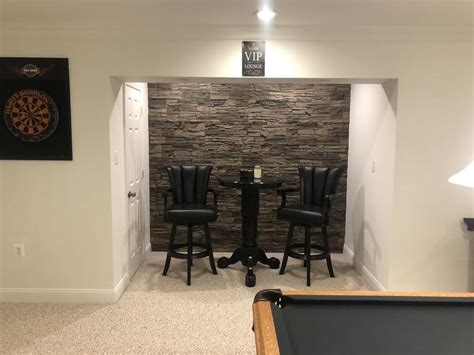 Stacked Stone Basement Accent Wall Diy Idea Genstone