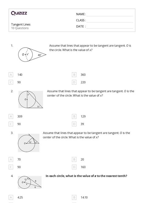50 Tangent Lines Worksheets On Quizizz Free And Printable