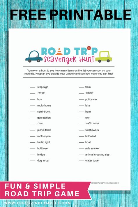Road Trip Scavenger Hunt Free Printable Lists For Kids Fun Loving
