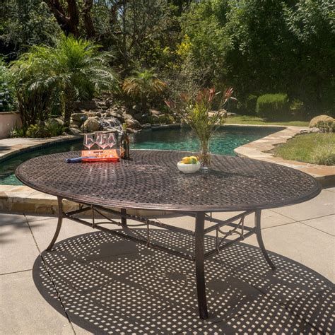 Sunset Shiny Copper Aluminum Oval Patio Dining Table