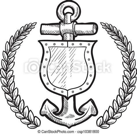 Maritime Or Naval Shield Doodle Style Secure Or Safety Shield And
