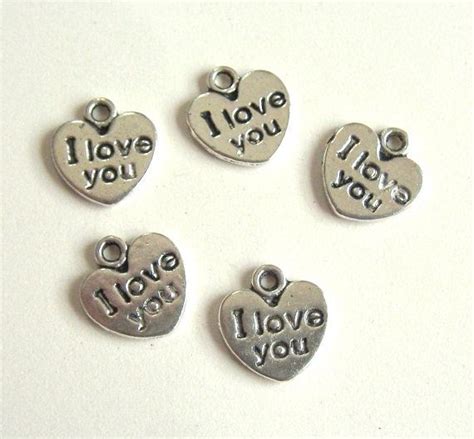 I Love You Charms Heart Jewelry Pendants Valentine Antique Silver