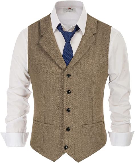 Mens Herringbone Tweed Dress Vest British Slim Fit Notch Lapel Waistcoat Vests Ebay