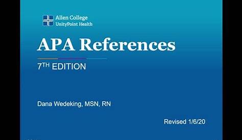 APA References, 7th Ed.