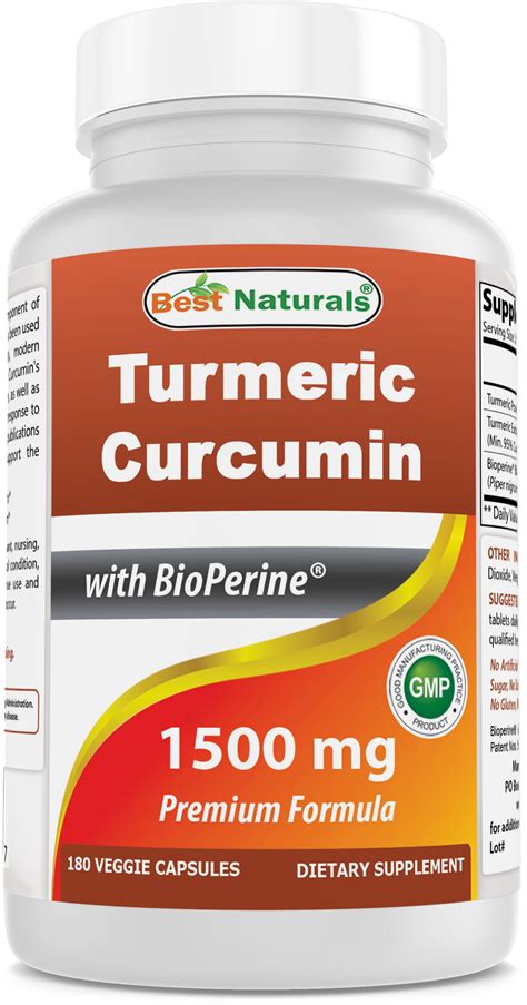 Best Naturals Turmeric Curcumin 1500mgserving With Bioperine 180