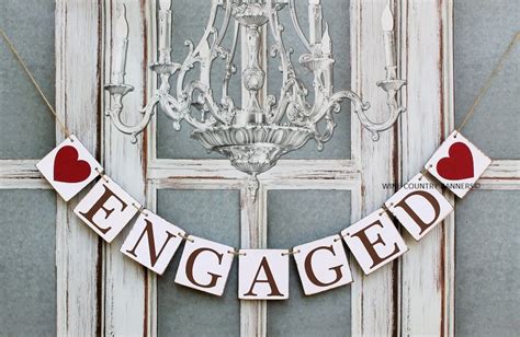 Engaged Signs Engagement Banners Rustic Wedding Etsy