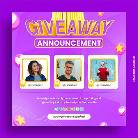 Premium Psd Giveaway Winner Announcement Social Media Post Instagram