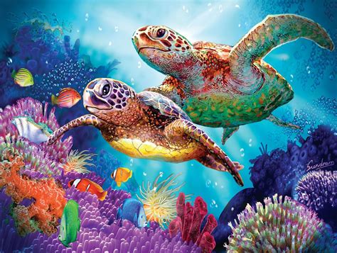 Turtle Guardian Fish Jigsaw Puzzle Art N More