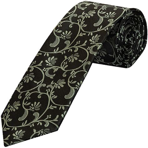 Black With Sage Green Floral Classic Tie