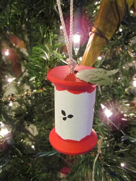 Made 2012 Painted Wooden Spool Handmade Ornaments Christmas