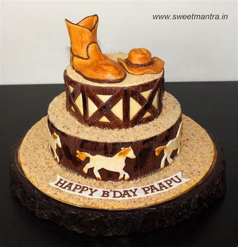 This is where you can get creative, or personal if making. Horse riding theme customized 2 layer designer cake with ...