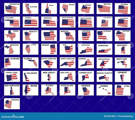 Bandeiras Dadas Forma Estados Dos Eua Ilustração Stock Ilustração De Geográfico Estados 8251802