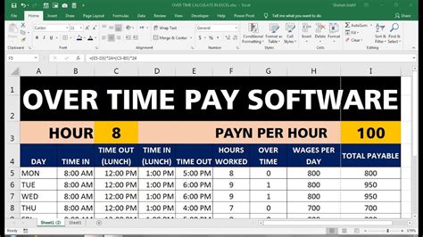 Overtime Sheet Excel Overtime Calculator Daily Overtime Youtube