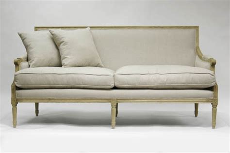 Louis Classic Down Settee Sofa In Cream And Linen