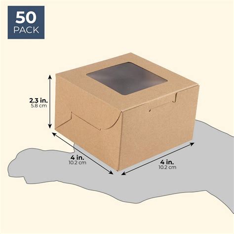 Kraft Paper Bakery Boxes 50 Pack Single Pastry Box 4 Inch Packaging