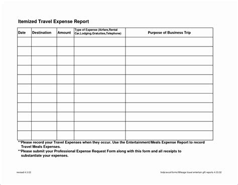 15 Business Expense Log Template Doctemplates